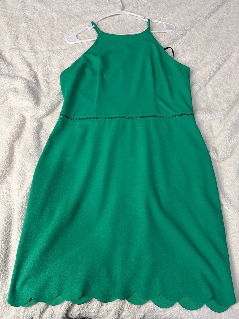 A. Byer Emerald Green Halter Scallop-Hem Dress